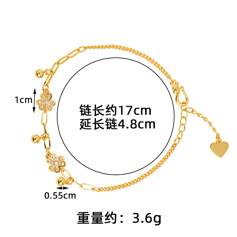 Brazalete de oro de arena vietnamita lujoso ligero trifoliante rosilla esfera brazalete para mujeres simple de alta calidad no se desvanece joyas de mano