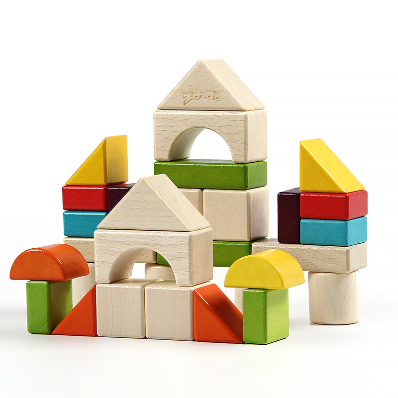 Bloques de construcción coloridos de madera de haya que ensamblar juguetes educación temprana Niños niños y niñas educativos gran partícula de madera 2-3-6 años image 3
