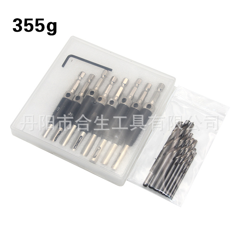 Transfronterizo puerta y ventana bisagra abridor carpintería perforación hexagonal broca Posicionamiento especial traje de perforación herramienta