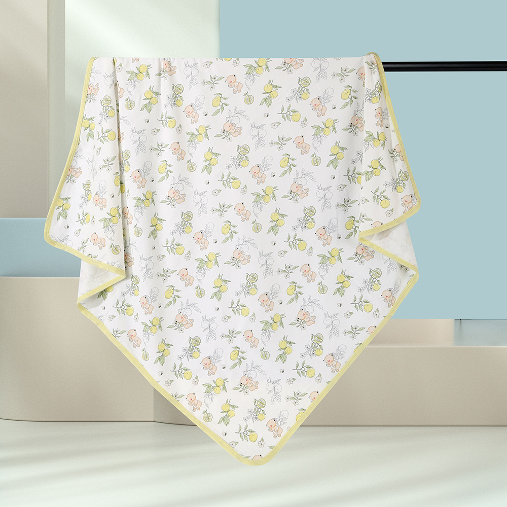 순면 포장 단품 90*90cm 오렌지 곰돌이