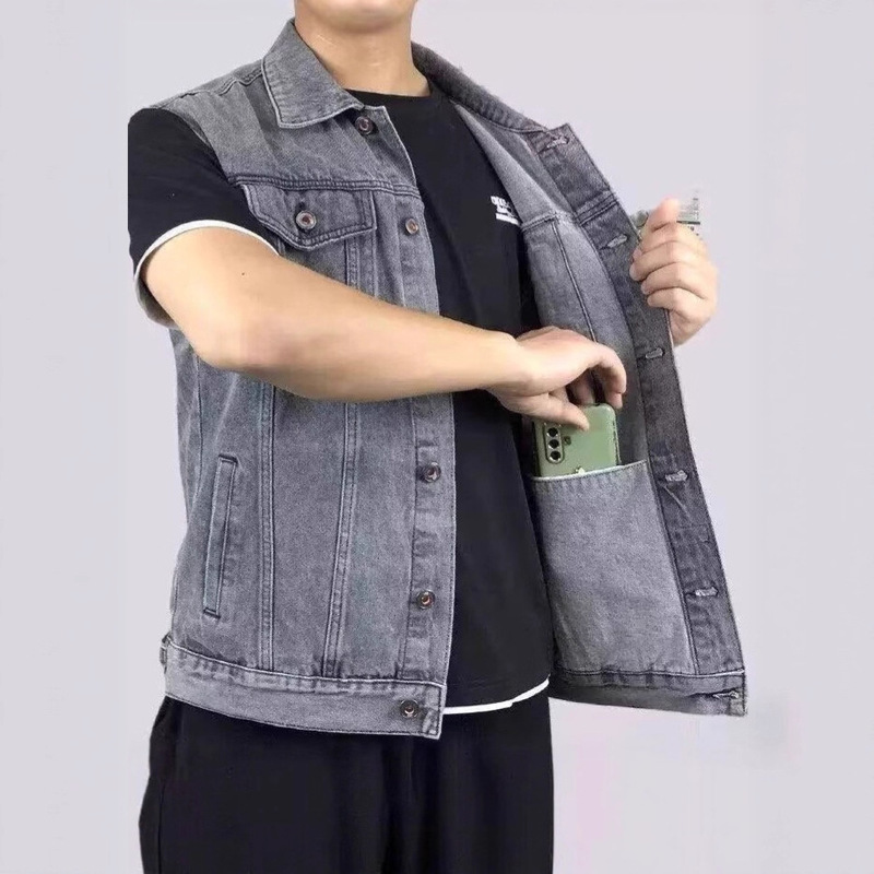 Denim Vest for Men, Spring and Summer Thin Style, Slim Fit, Stylish, Korean Style, Trendy, Retro, Sleeveless Vest
