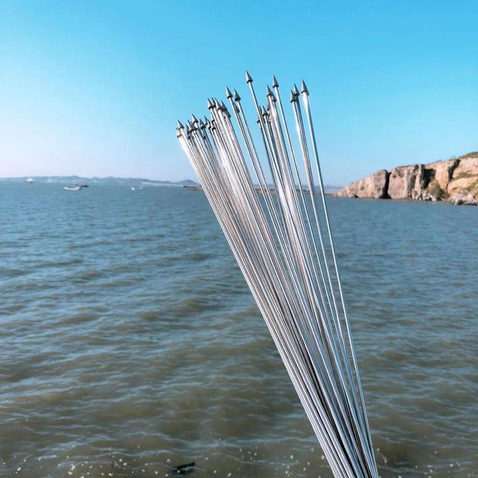 Clam hook, beach-combing tool, stainless steel bamboo-section clam shovel, and clam/rasping rake for seashores