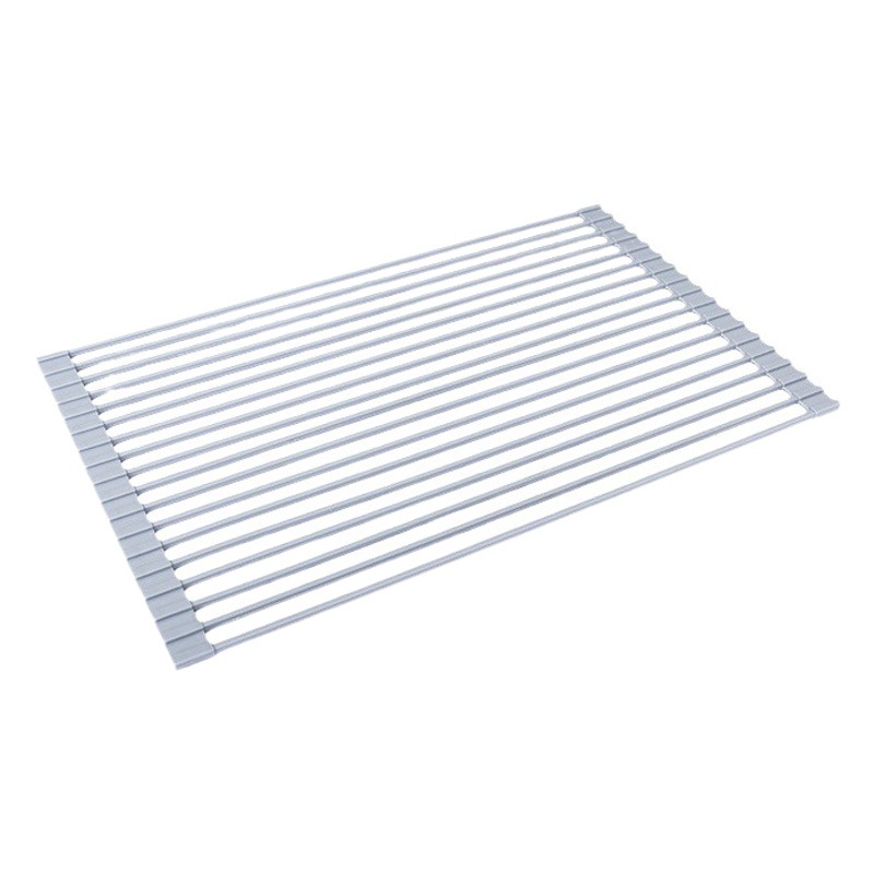 Dish Rack Silicone Roll-Up Drain Rack for Bowls, Plates, and Chopsticks, Foldable Kitchen Sink Drain Rack