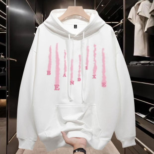 Sweatshirt Men's 2024 New Hooded Trendyy Spring & Fall Trendyy Brand Loose Men's Velvet Thickeneded Top Fashion Jacket Top