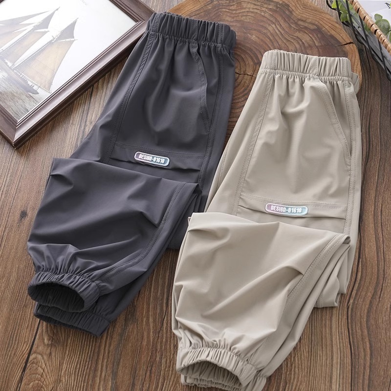 Boys' Anti-mosquito Pants Summer Middle and Large Children's 2025 New Boys Thin Ice Silk Trendy Children's Wear Sports Quick-drying Pants