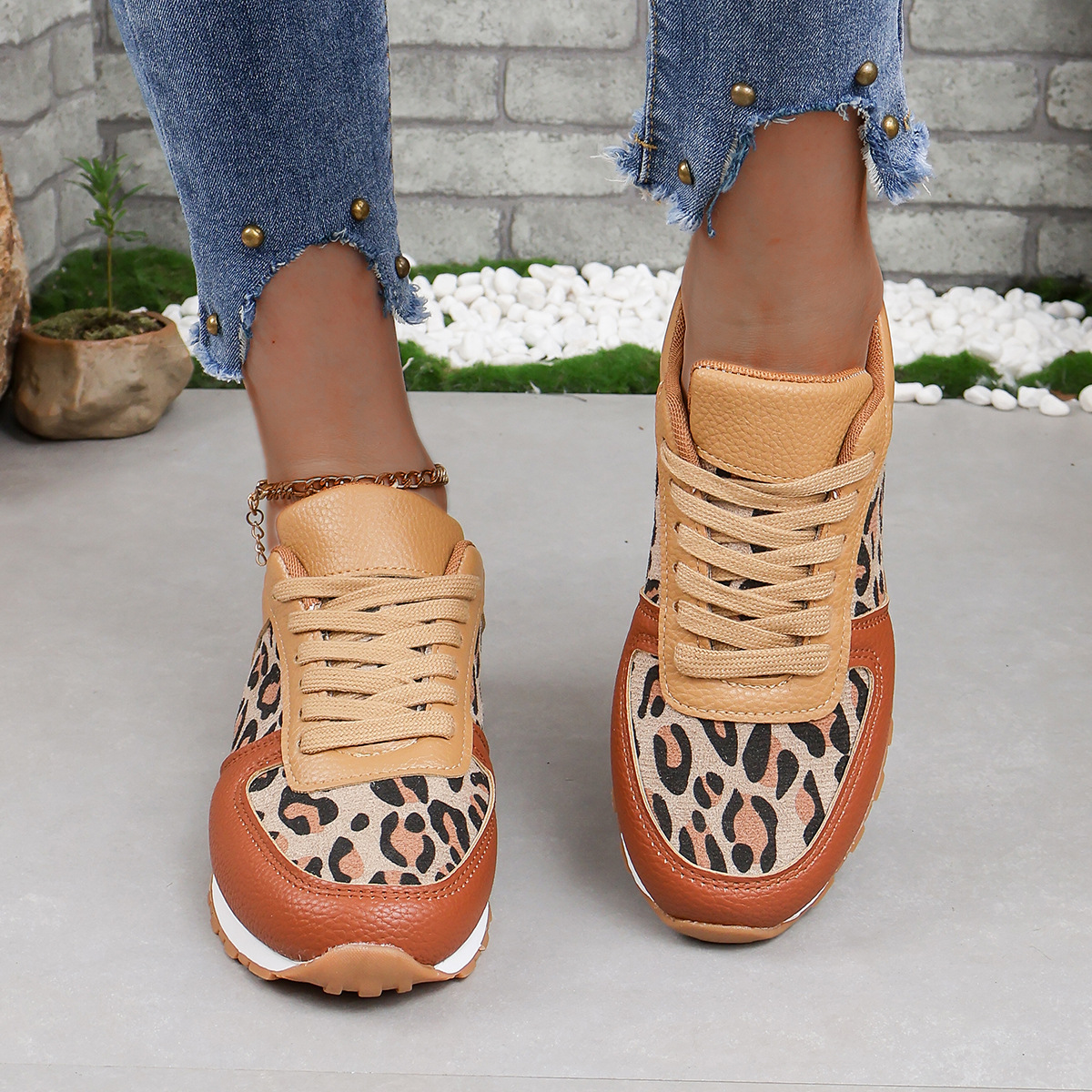 SHLIANG Scarpe da ginnastica da donna casual piatte con lacci da esterno, da corsa, da tennis, in pelle, alla moda, stampate, traspiranti, vulcanizzate SB182_voghion.com