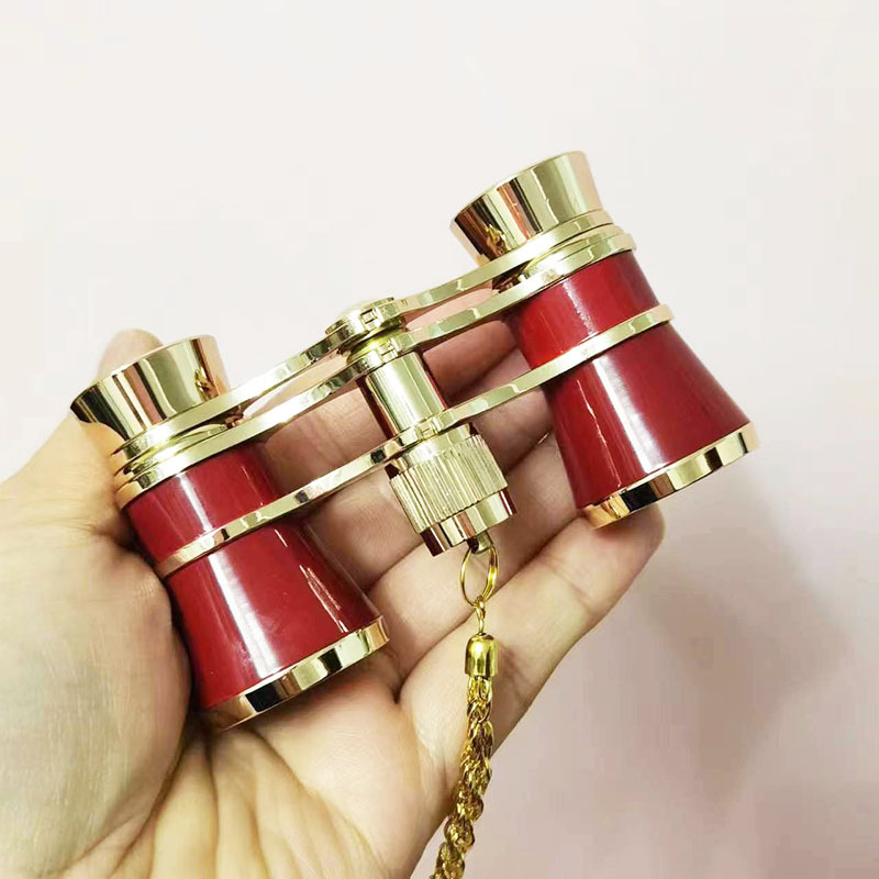 批发复古光学全金属双筒望远镜3x25带手柄观剧镜看演出望远镜