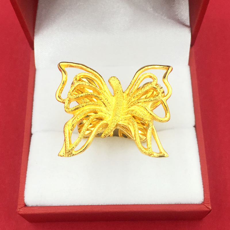 Sand Gold Ring Female Bride Wedding Ring European Dollar Flower Jewelry Gold Plated Ring Flower Opening Wedding Jewelry