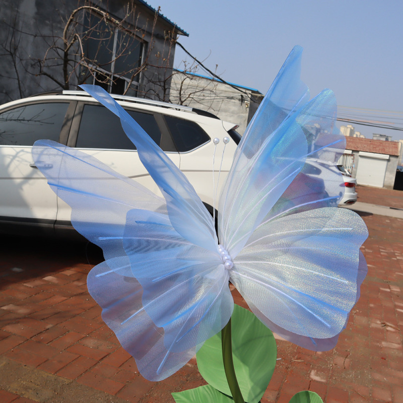 New gradient color simulation butterfly wedding scene stage decoration large event layout magic yarn butterfly wholesale