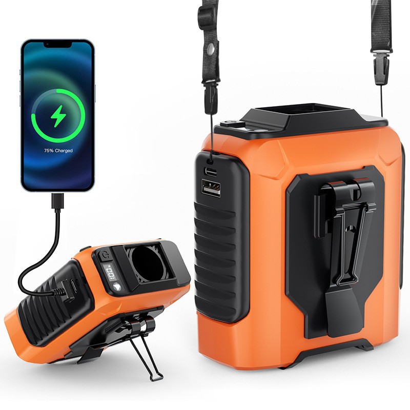 Nuevo gran ventilador de cintura al aire libre acampado larga duración de la batería de gran capacidad perezosa portátil pequeño aire acondicionado USB carga