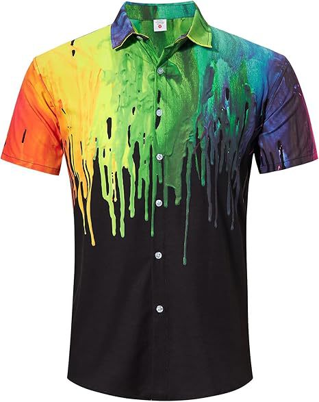 Venta caliente transfronteriza europea y americana, linda mascota gato estampado 3D, camisa hawaiana de manga corta con botones sueltos en la calle principal para hombres