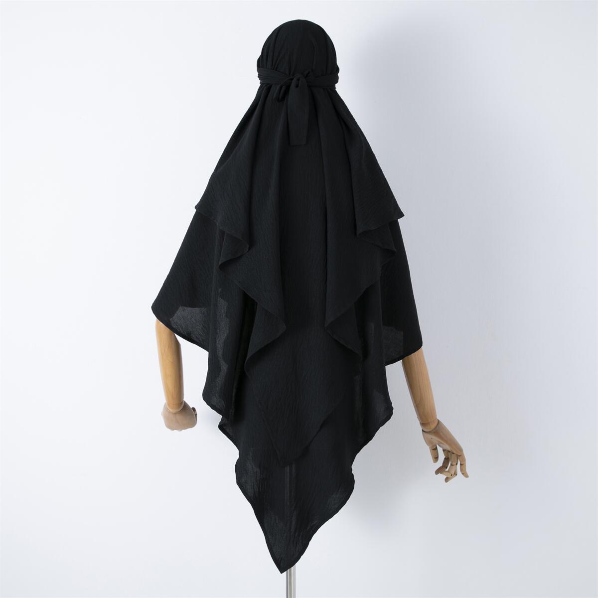 Damenbekleidung einfarbige Spitze Muslim Doppelschicht Kopftuch_voghion.com