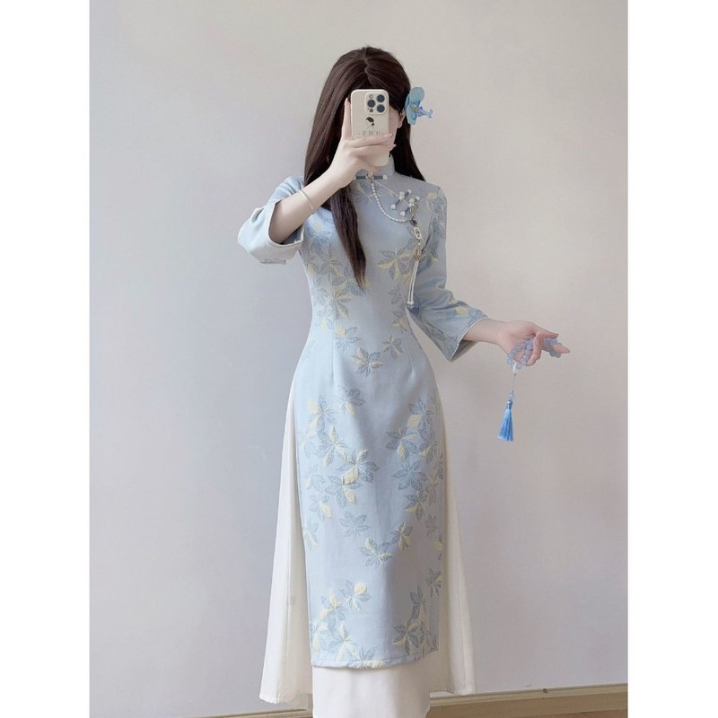 绝美新中式旗袍2025新款气质高端修身连衣裙女高贵秋冬奥黛裙子|undefined