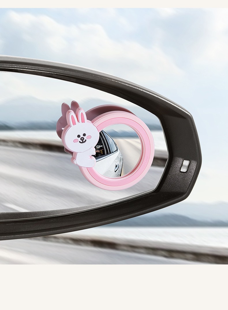 360-Degree Ultra-Clear Wide-Angle Car Rearview Mirror Small Round Mirror Reversing Blind Spot Auxiliary Mirror Reflective Mirror Cartoon Observation Mirror