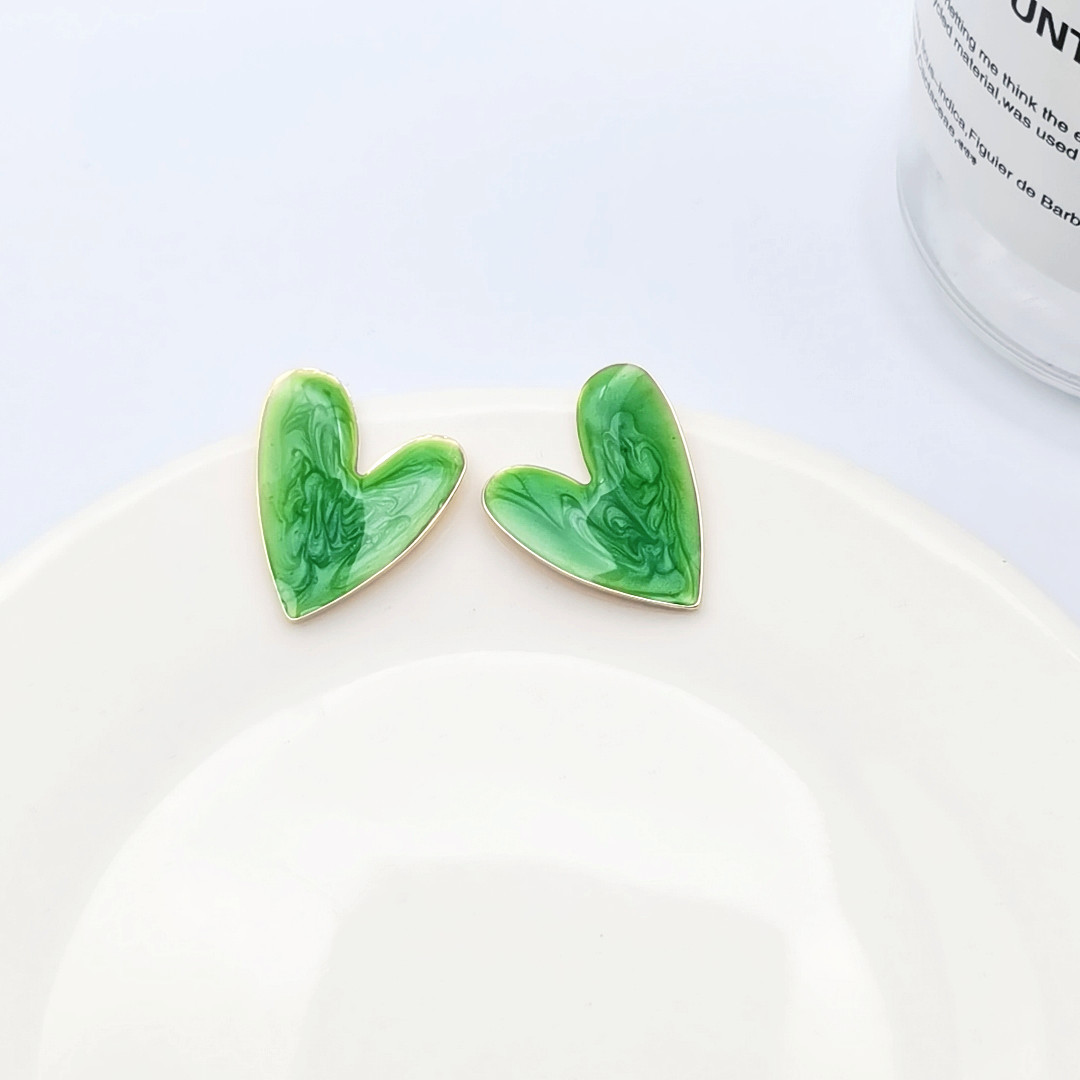 1 Pair Fashion Heart Shape Metal Stoving Varnish Valentineu0027S Day Womenu0027S Ear Studs