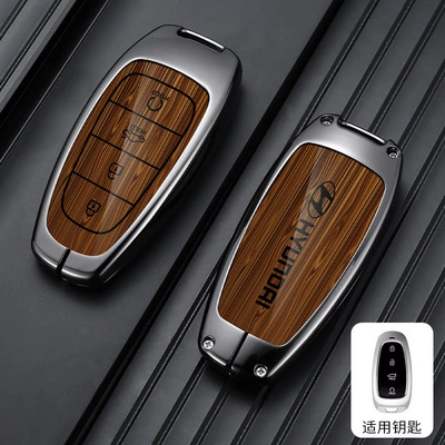 Bag Buckle for Men Car key bag - standard-type-c-4-button-wood-grain-brown-single-shell
