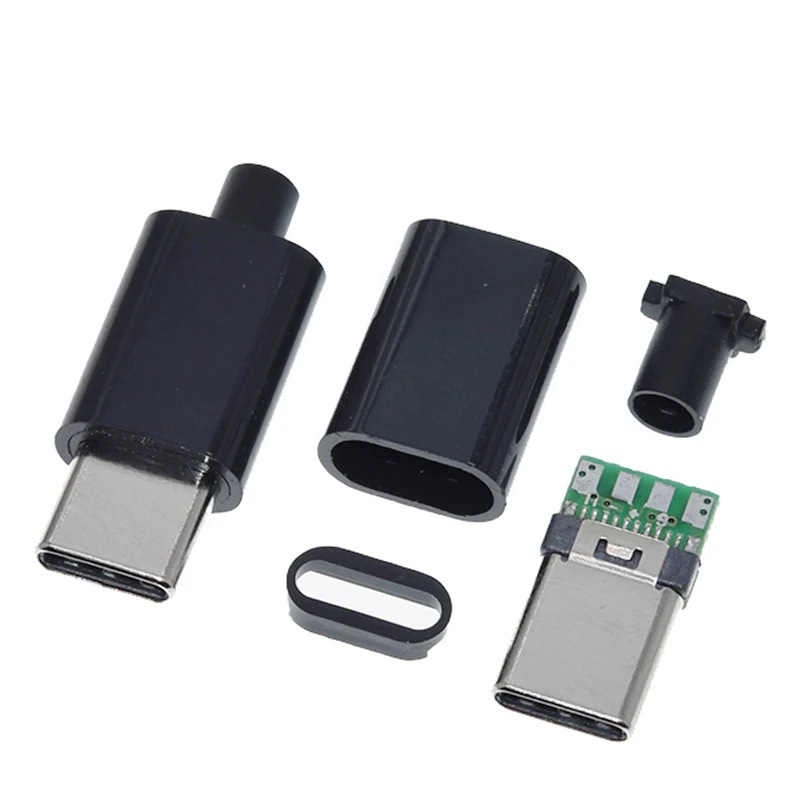 Type-C Male Connector with Housing, USB with Board and Soldered Wire Interface, DIY Plug, Data Cable for Mobile Phone Repair