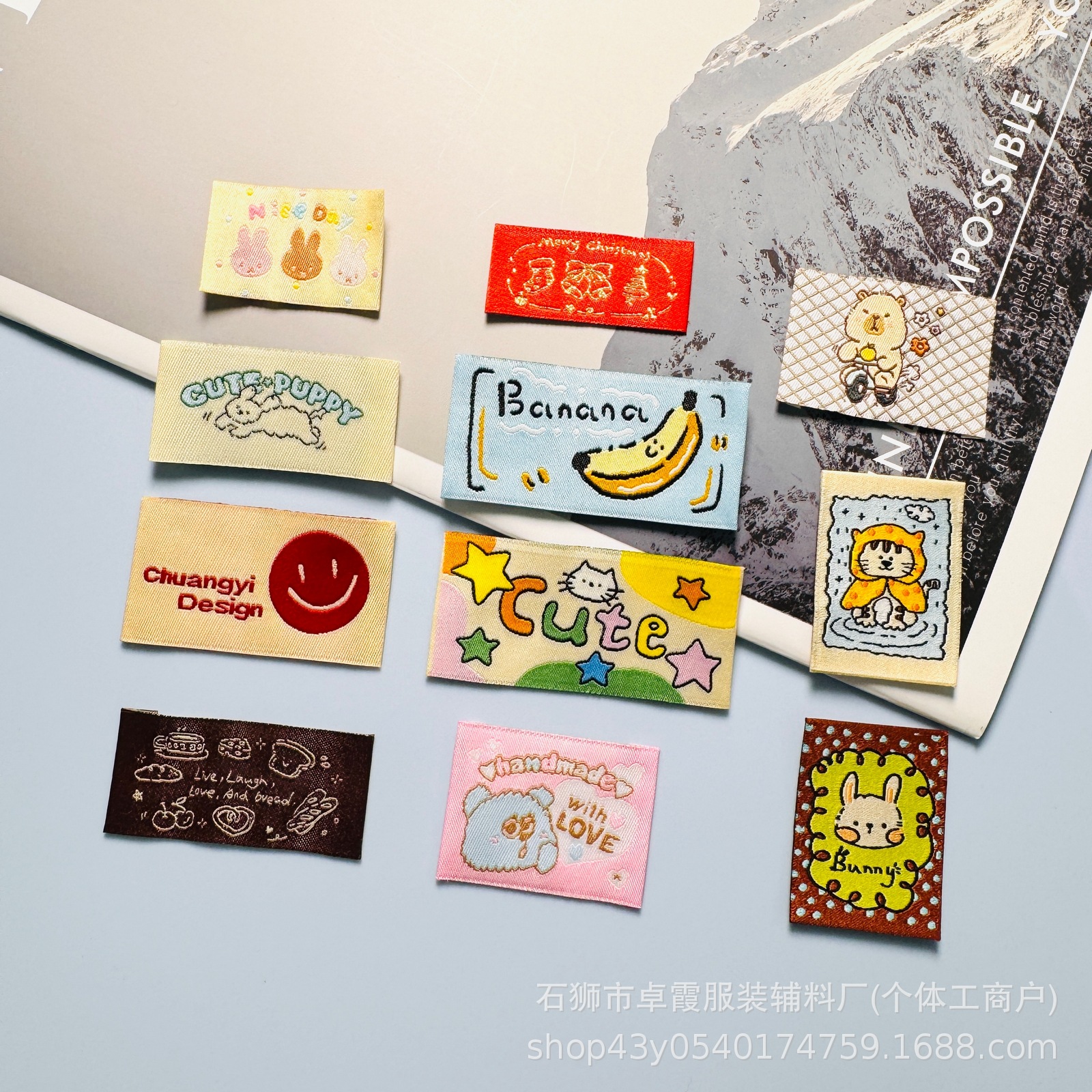 卡通布标手工DIY头饰发夹兔子小熊织唛娃娃帽子宠物衣服装饰标