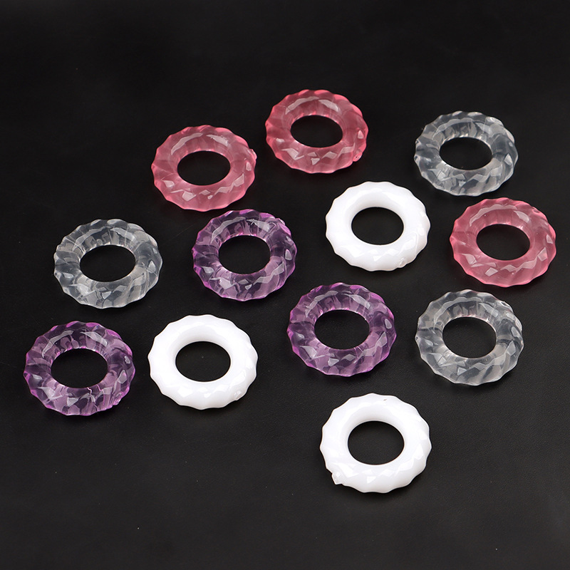 TPE Locking Delay Ring, Textured Non-Vibrating Cock Ring, Transparent Slip-on Design — detail image 3