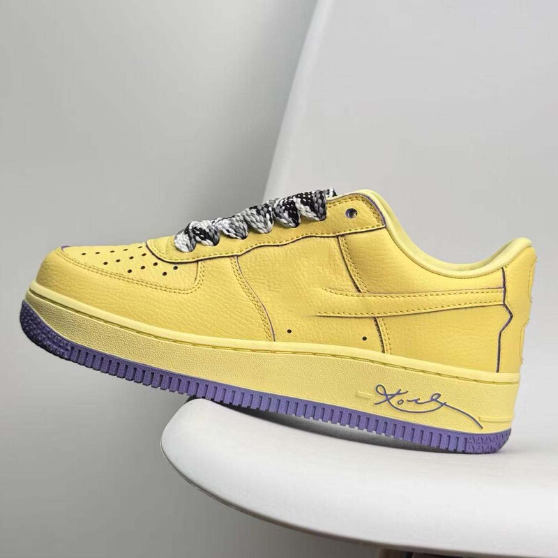 Putian Pure Original Air Force Kobe Sneakers Lakers Yellow Thick-Soled Casual Sports Shoes Af1 Zipper Fashion Trendy Shoes for Men and Women