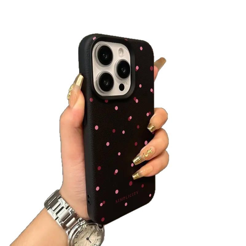 El patrón de lichi está lleno de puntos de onda de pantalla para la carcasa del teléfono móvil Apple 15 iphone16pro max simple 13 mate 12 suave
