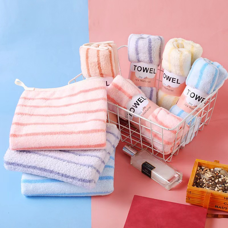 珊瑚絨豎條紋毛巾柔軟超強吸水家居洗臉巾加厚成人男女洗澡巾批發