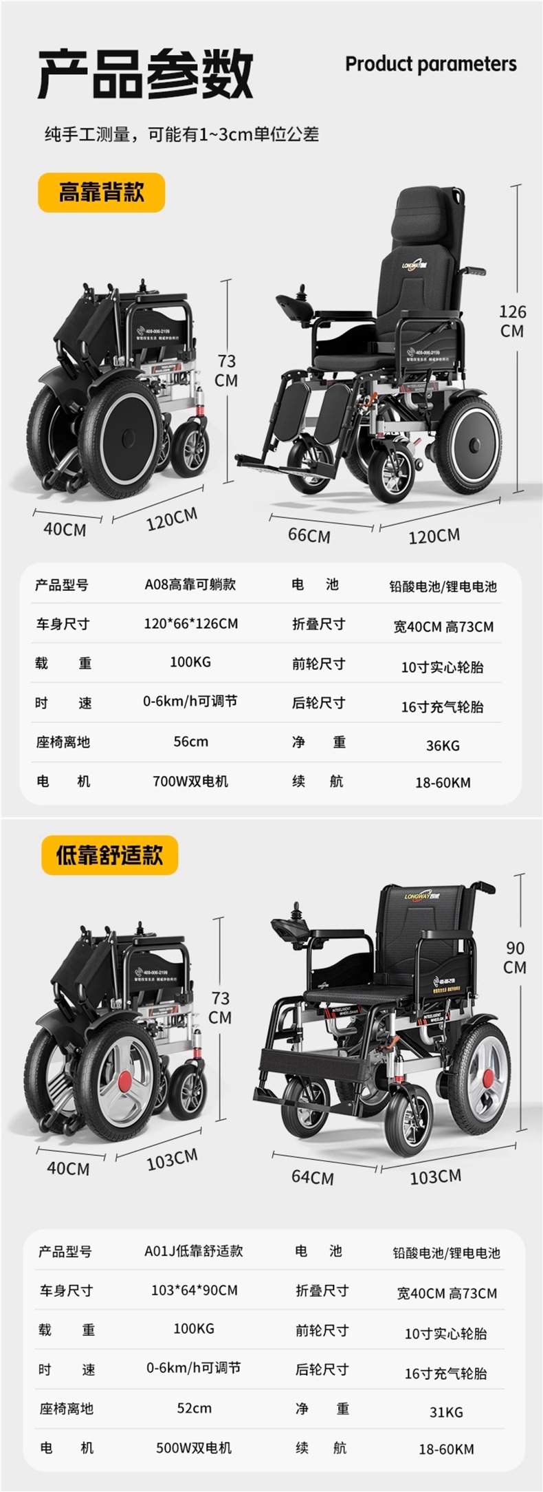Electric Wheelchair, Intelligent, Fully Automatic, Reclining, Special for the Elderly, Disabled, Folding, Lightweight Four-Wheel Scooter