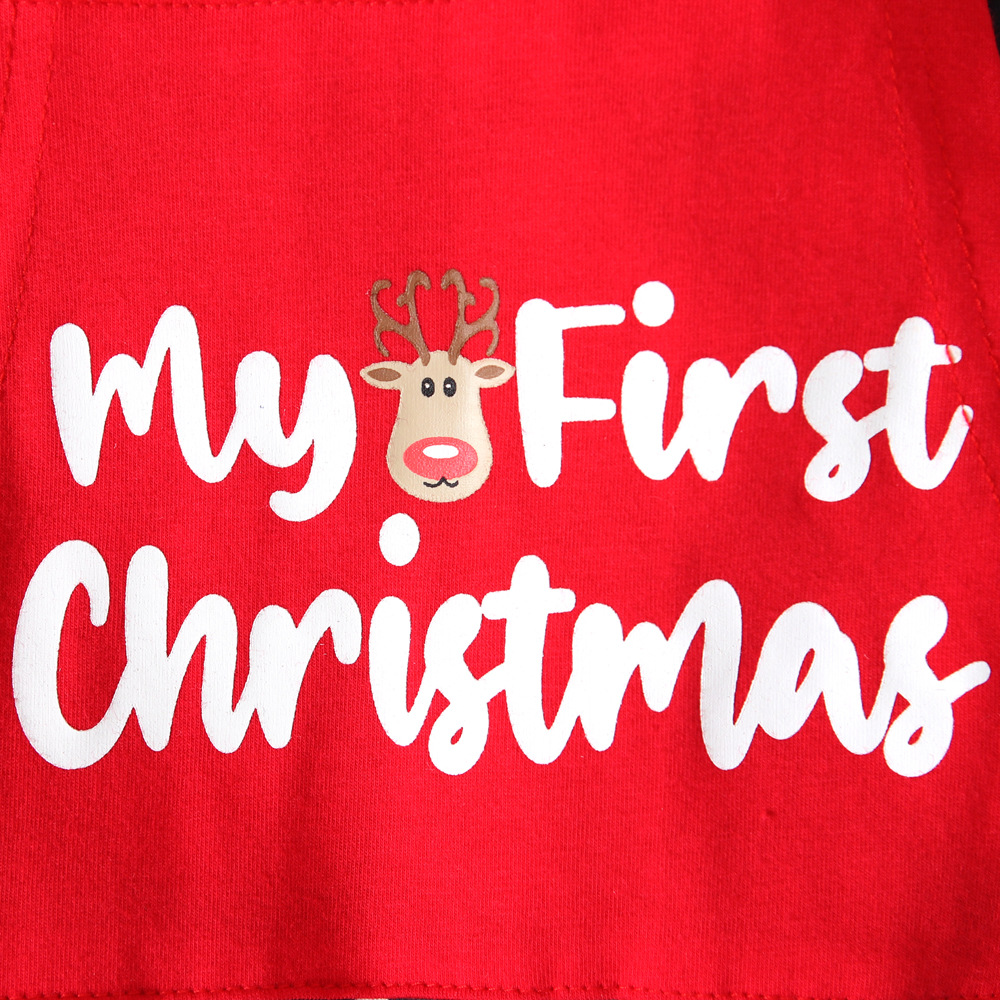 Natale Bambini primavera e autunno Natale vestito bretelle + tuta triangolare da arrampicata + cappello tre pezzi abbigliamento per bambini ins_voghion.com