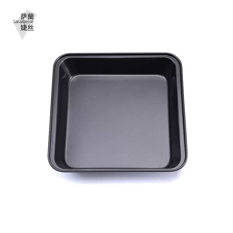 卷边9寸黑色正方形碳钢烤盘 不粘牛轧糖加深烤盘烤箱用具蛋糕烘焙