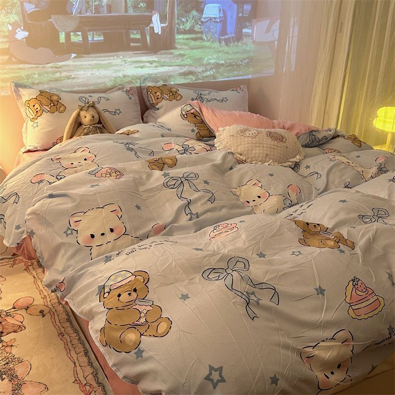 A類日本式クレヨンしんちゃん水洗い綿かわいいアニメins 4点セットシーツ学生寮布団カバー3点セット|undefined