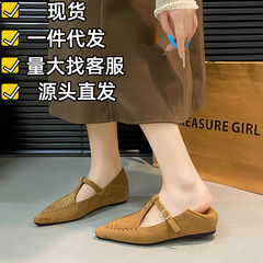 2025秋款法式复古百搭尖头单鞋女内增高绝美小众平底玛丽珍鞋批发