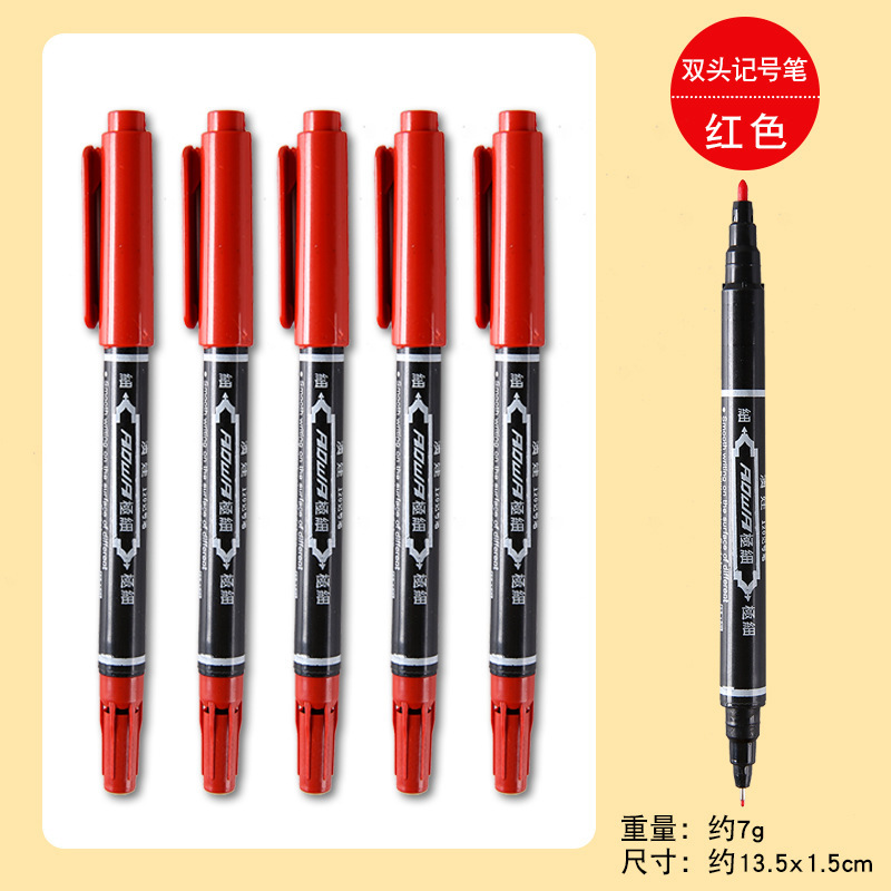 Pequeño lápiz negro de doble cabeza al por mayor impermeable no se desvanece pintura trazos estudiantes niños marcadores de arte papelería