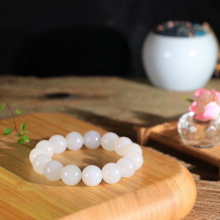 Jin Yu Tang Boutique Hetian Jade White Jade Beads Round Jade Run Hand Beads Beads Fall on Jade Plate Guan Ying Hua Bottom Sliding