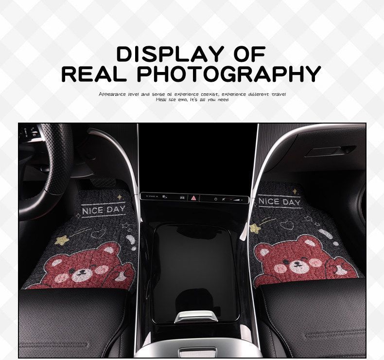 Universal Wire Loop Car Floor Mat, Cartoon Cute Design, Dust-Removing, Easy to Maintain, Wear-Resistant, Dirt-Resistant, Single-Piece Carpet for the Car Interior