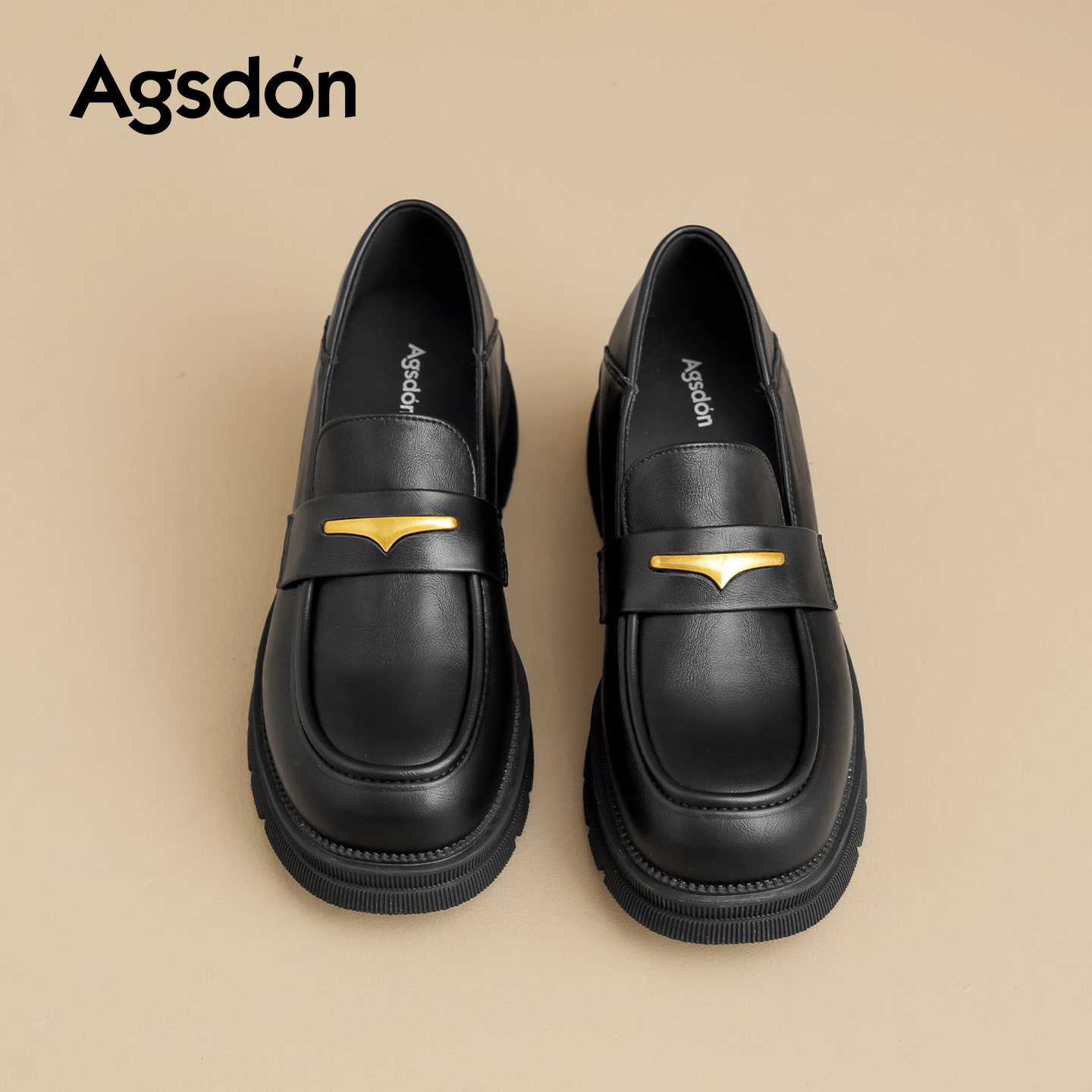 Augu Lion negro clásico zapatos Lefour para mujeres 2025 otoño nuevo tacones gruesos estilo británico zapatos de viaje único