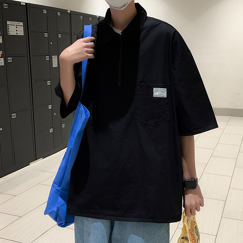 Moda coreana 2024 nuevo estilo coreano estilo de Hong Kong camiseta de manga corta para hombres solapa camisa POLO moda coreana para hombres