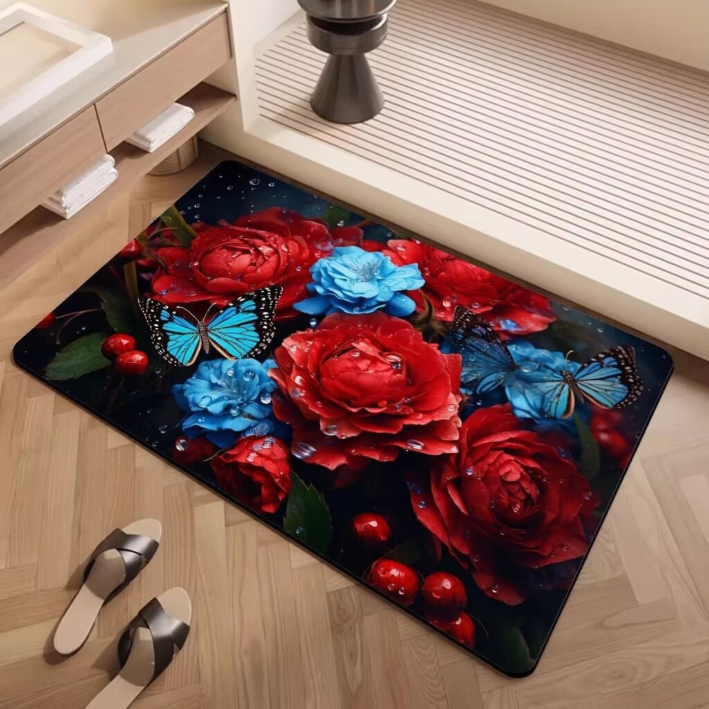 3d Flower Bath Rug Non-slip Absorbent Mat For Bathroom And Kitchen_voghion.com
