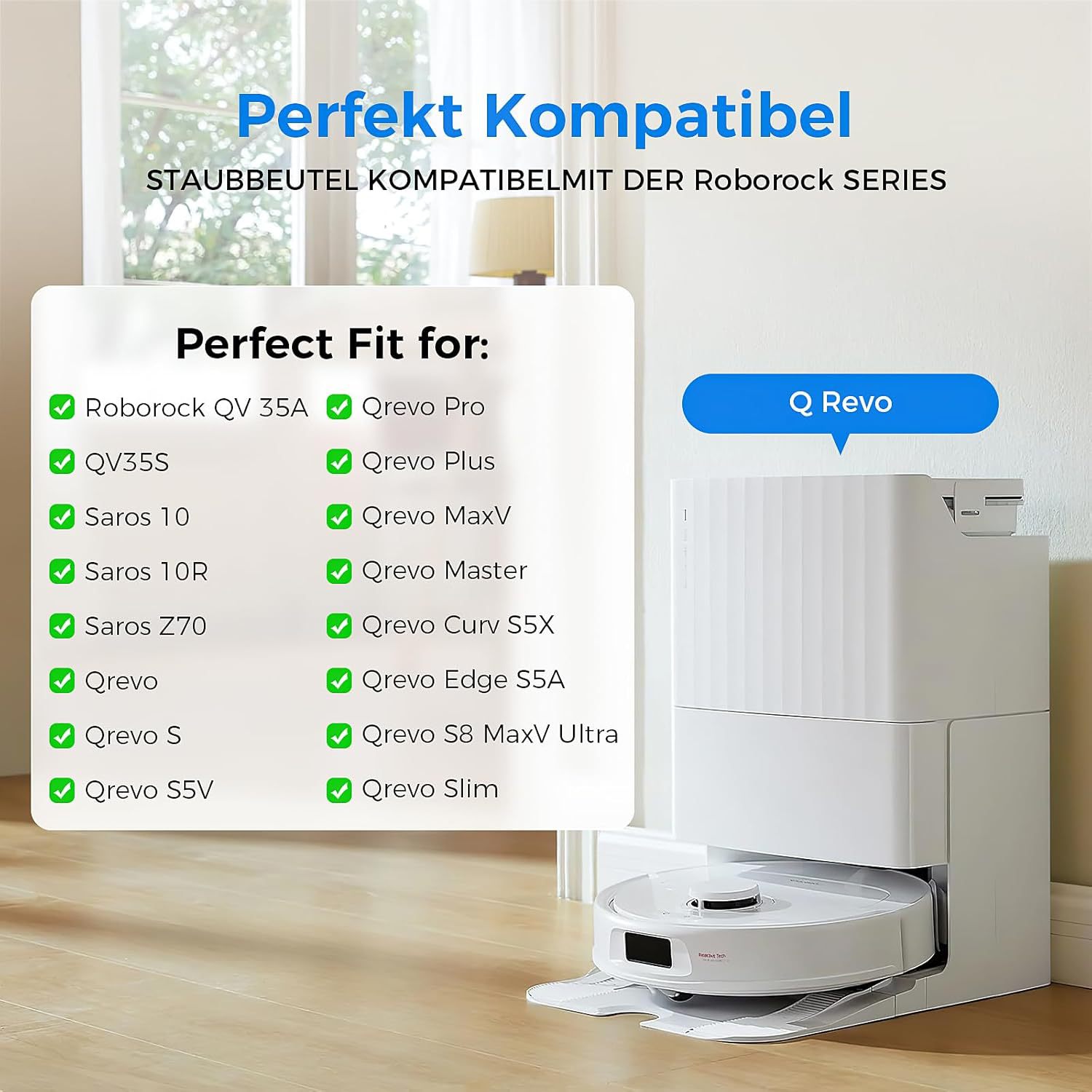Roborock süpürme robotu P10/P20/Q Revo/V20/S8 dokunmamış toz torbası için uygundur