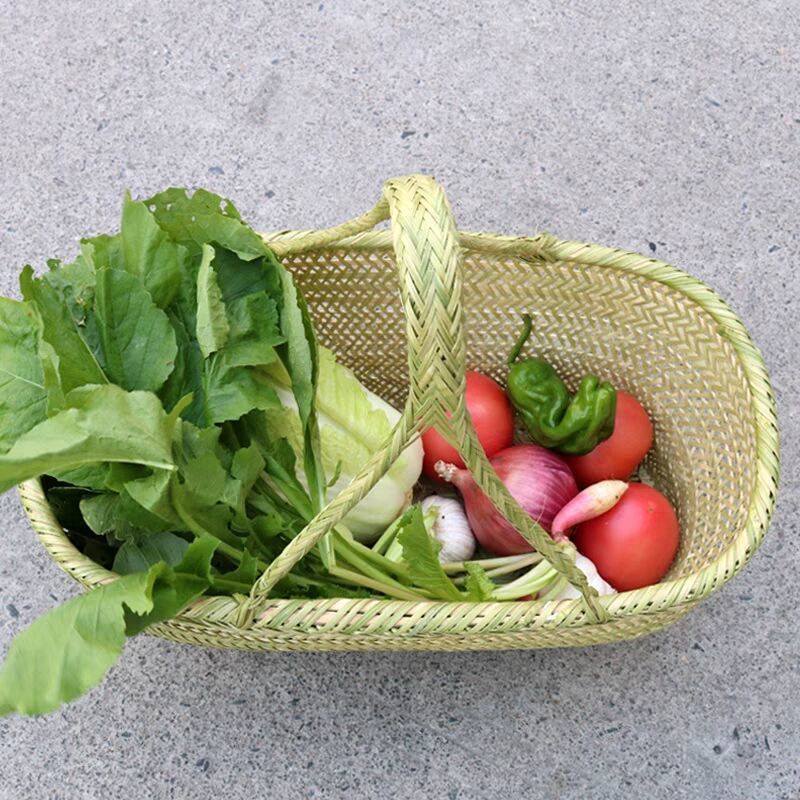 手持ちの大きな竹かご、竹編みの家庭用果物狩り、野菜かご、卵、小さな竹かご、収納かご|undefined