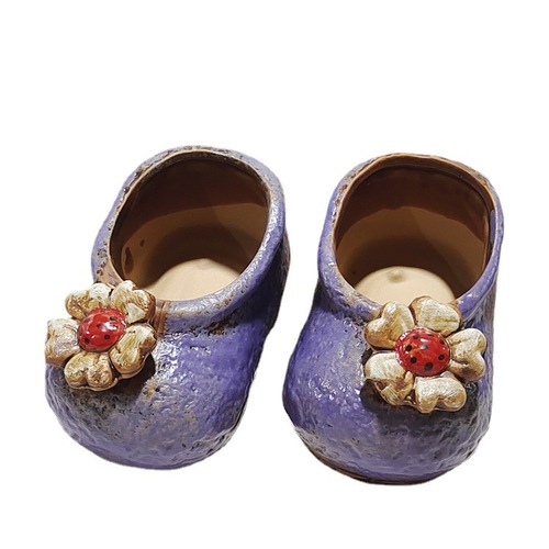 Hot-selling Korean-style cute shoes ceramic succulent plant pot, 3D cartoon meat plant painted small flower pot, decorative item
