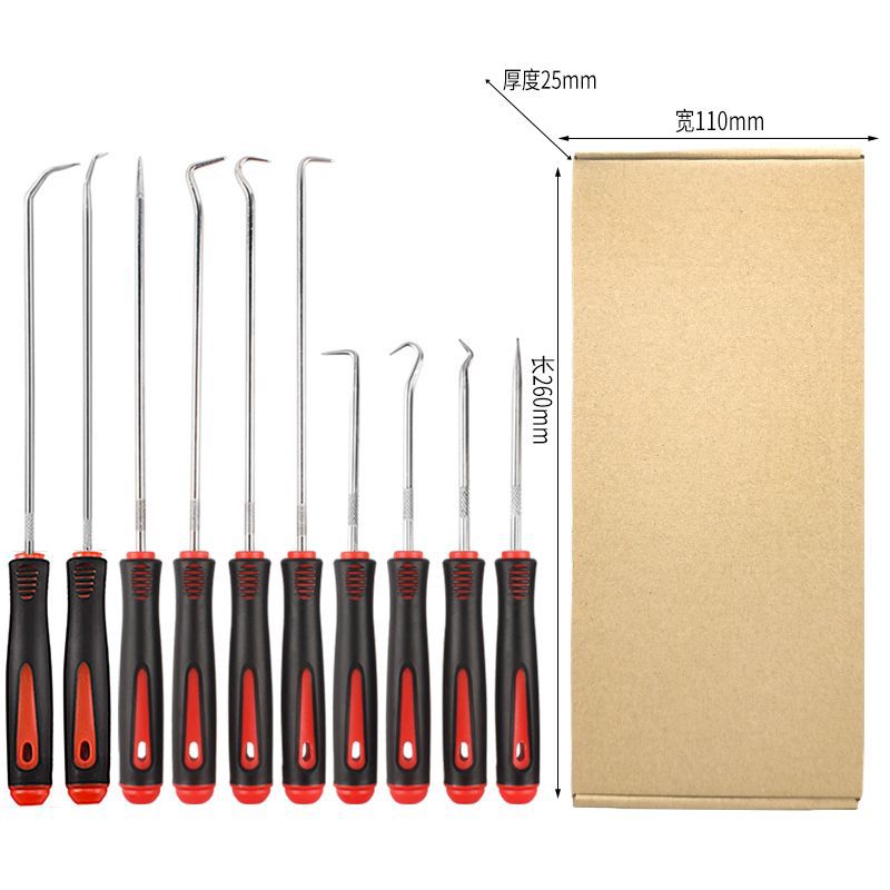 빨간색 손잡이 실버 폴 10개 세트(상자에 포장)