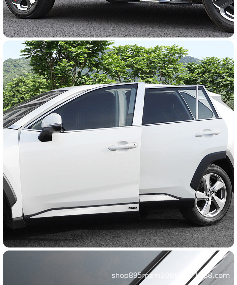 Suitable for 24 Rav4 Window Trim Strips Wilanda Stainless Steel Body Bright Strips Window Modification Accessories