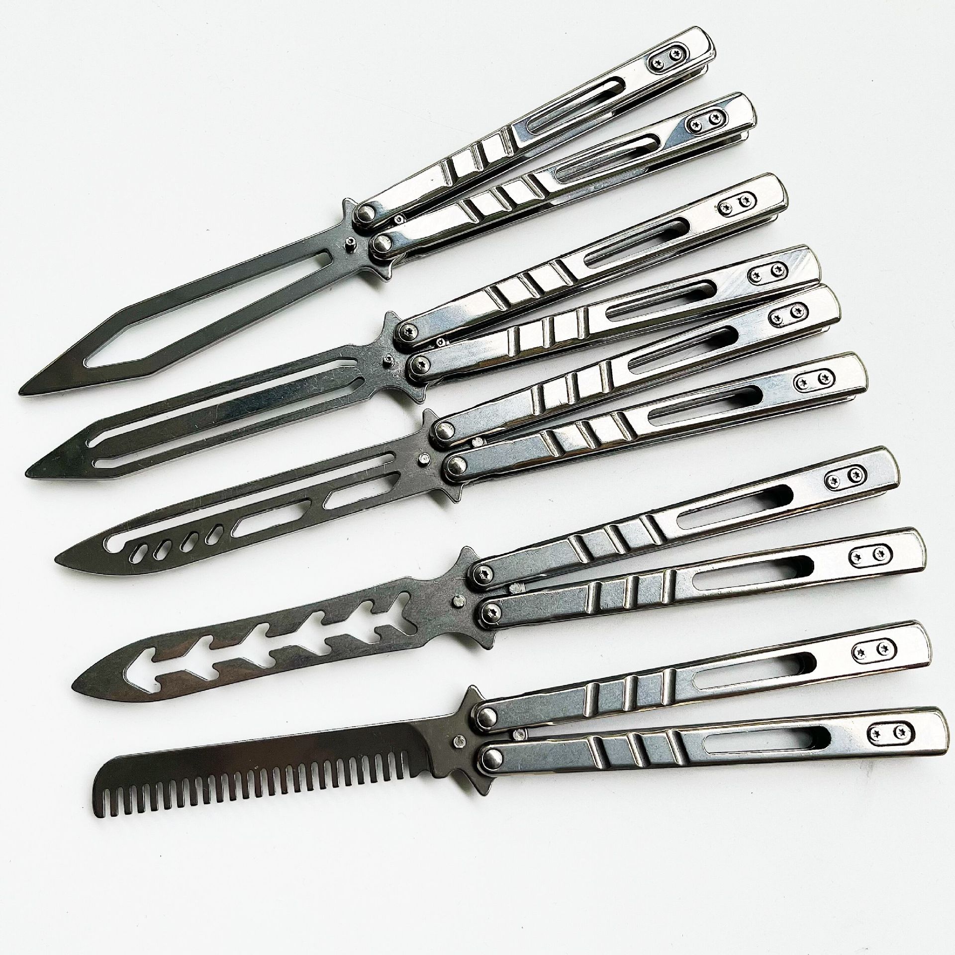 全钢蝴蝶折叠刀甩刀初学者练习刀练习工具未开刃