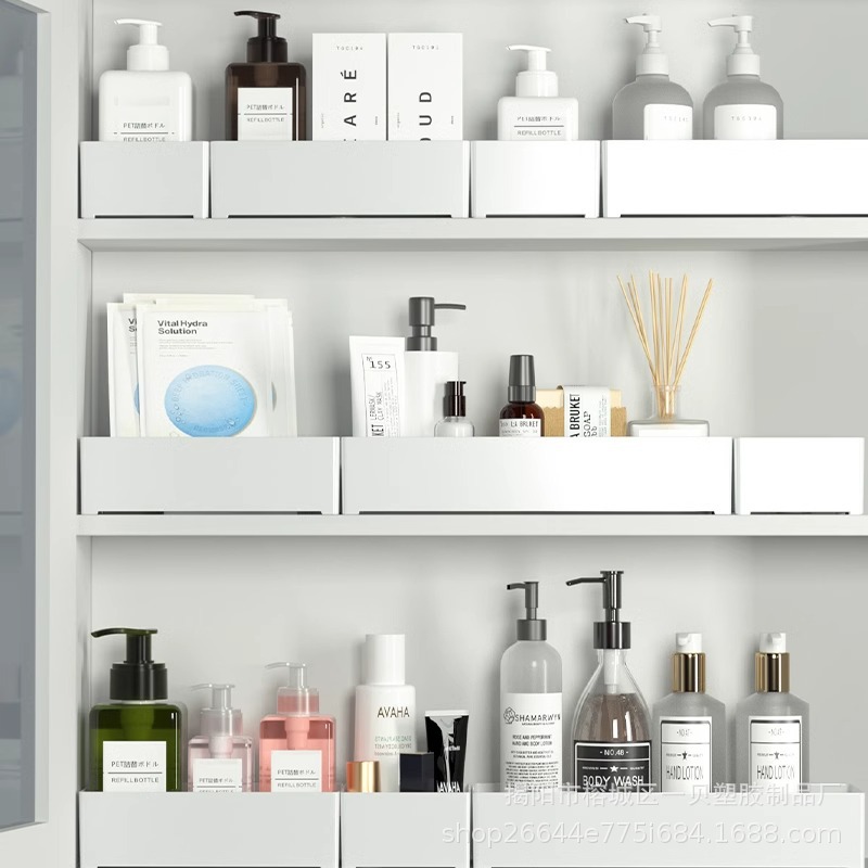 Mirror Cabinet Storage Box Bathroom Washstand Storage Rack Bathroom Cosmetics Drop-proof Desktop Partition Storage Box