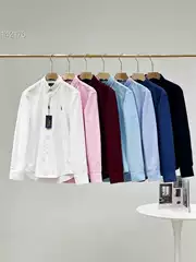 Rl Cross-Border Supply Pony Color Label Embroidered Oxford Business Casual Long-Sleeved Shirt Oxford Lapel Buttons