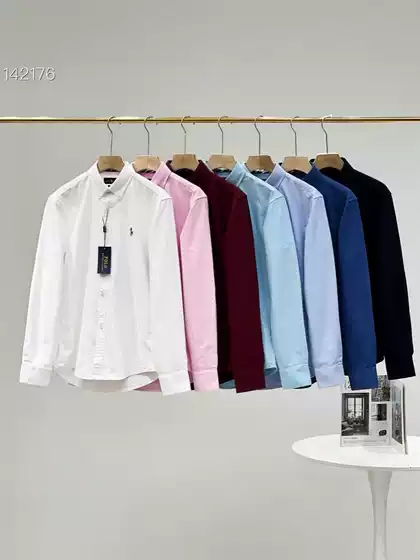 Rl Cross-Border Supply Pony Color Label Embroidered Oxford Business Casual Long-Sleeved Shirt Oxford Lapel Buttons