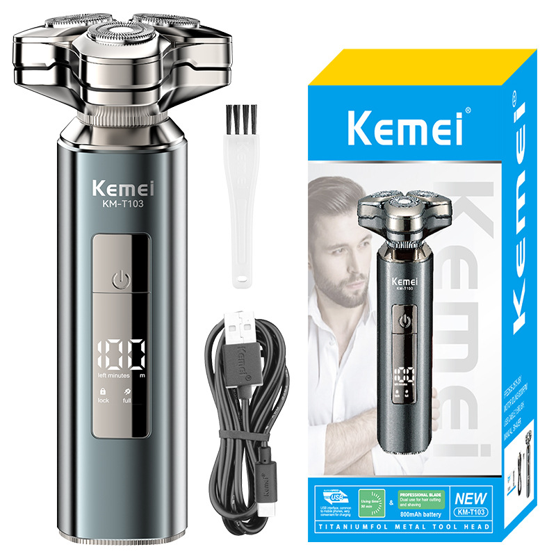 Kemei Kosmetic afeitadora transfronteriza KM-T103 afeitadora eléctrica de tres cuchillas flotante aparador de barba digital
