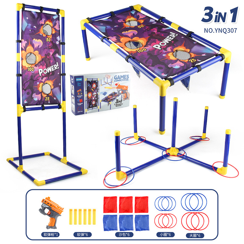 Exportación transfronteriza para niños 3 en 1 juego de lanzamiento bolsa de arena indoor al aire libre lanzamiento aro sensorial juguetes deportivos