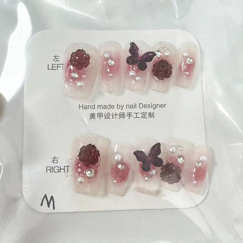 Kaiman desgaste hecho a mano fragmento de uñas con flash diamante Año Nuevo desgaste pieza de uñas puro deseo europeo y americano largo parche de uñas