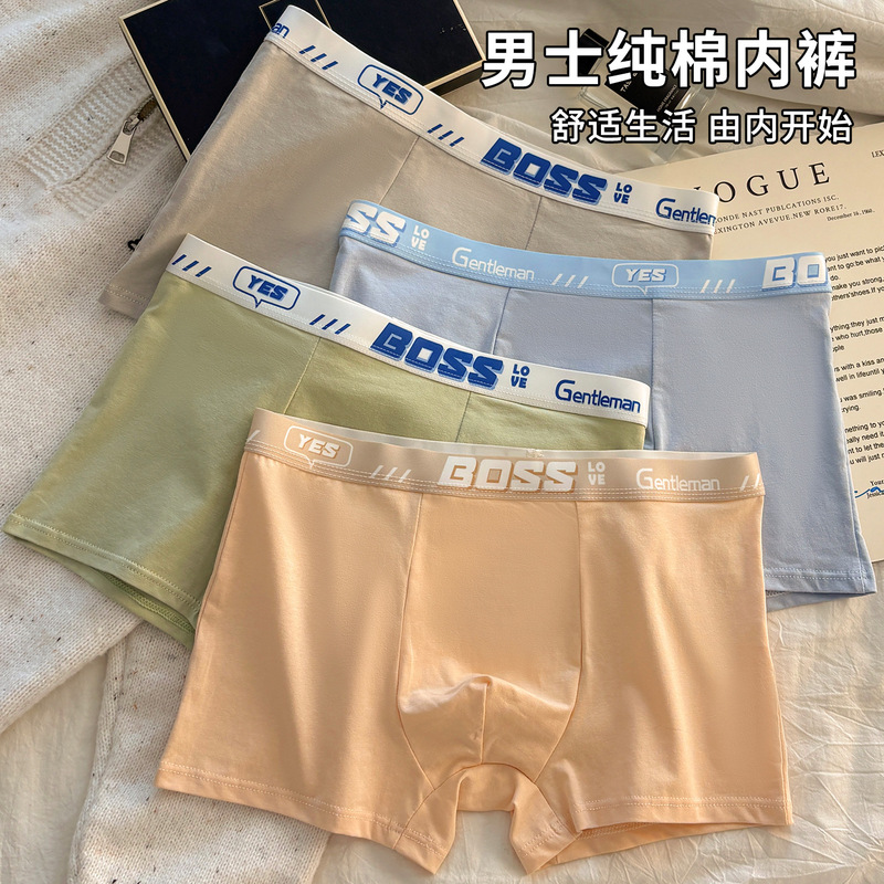 Teenage Boys Pure Cotton Boxer Briefs Men's Comfortable Breathable Fashionable Junior High School Students Development Period Boxer Shorts